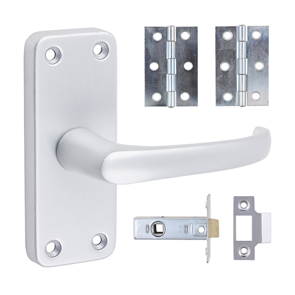 TIMCO Contractors Lever Latch Door Pack - Satin Anodised Aluminium - 103 x 40 - Image