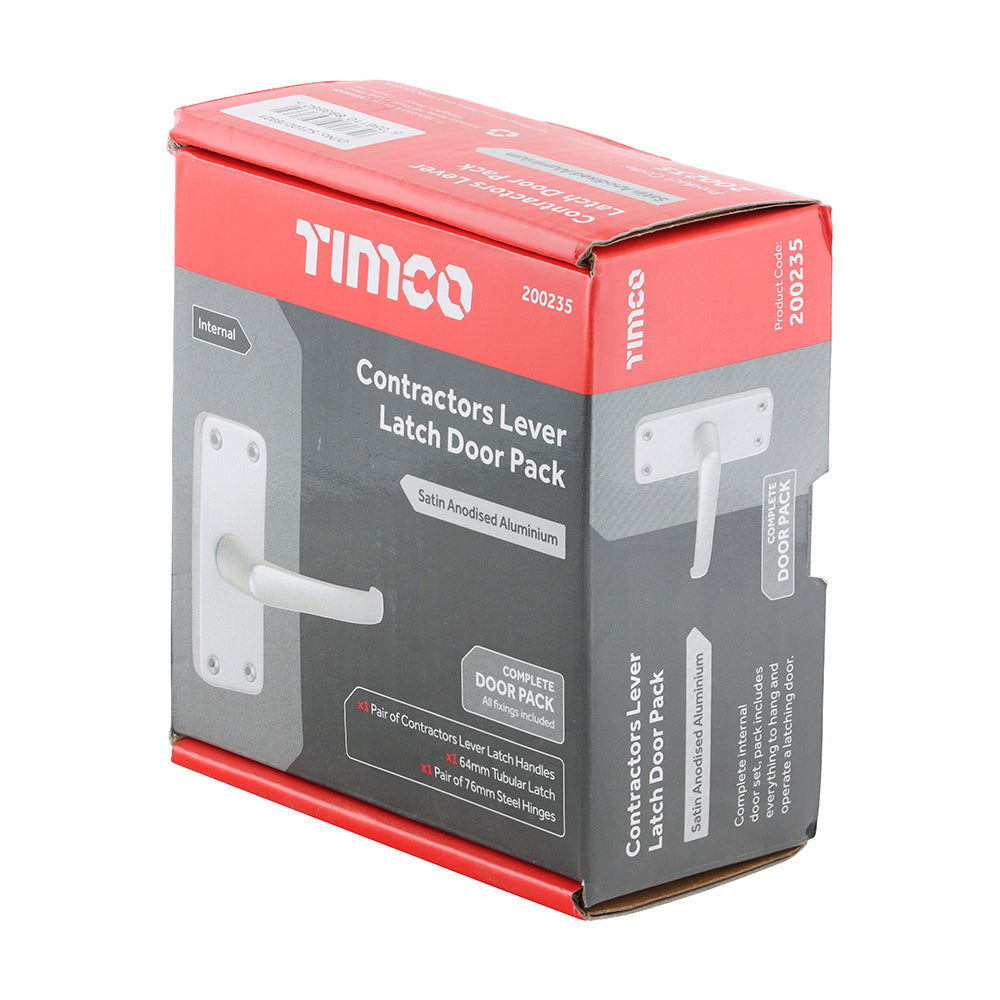 TIMCO Contractors Lever Latch Door Pack - Satin Anodised Aluminium - 103 x 40 - Image