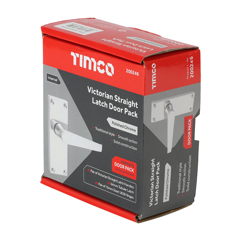 TIMCO Victorian Straight Internal Door Latch Pack - Polished Chrome - Mixed - Image