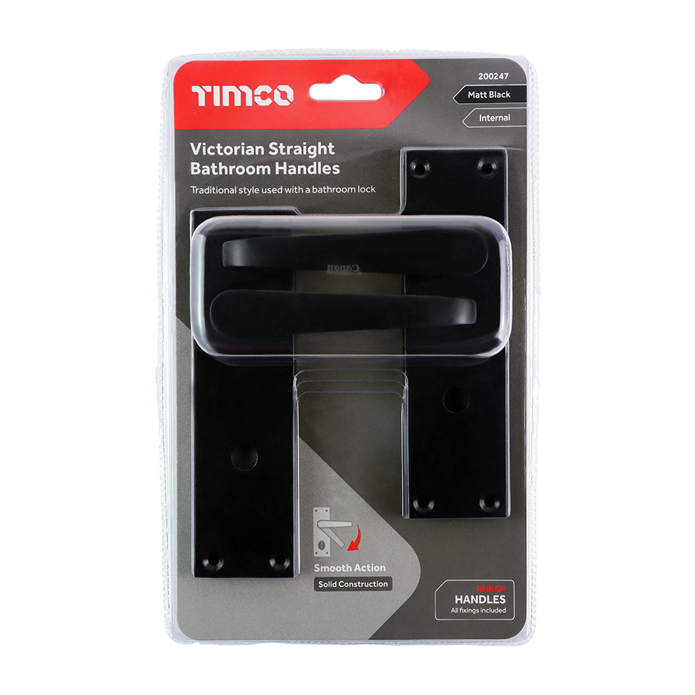 TIMCO Straight Bathroom Handles - Matt Black - 151 x 42mm - Image