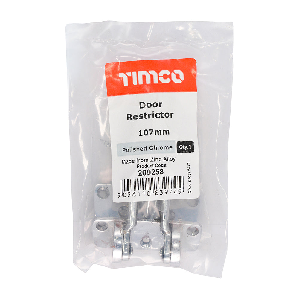 TIMCO Door Restrictor Polished Chrome - 107mm - Image