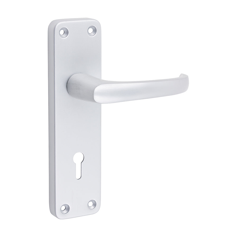 TIMCO Contractors Lever Lock Handles - Satin Anodised Aluminium - 154 x 40 - Image