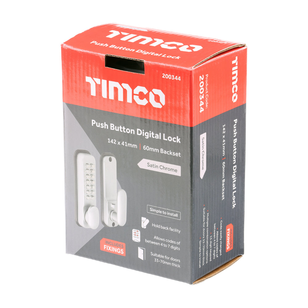 TIMCO Digital Lock - Satin Chrome - 142 x 41mm - Image