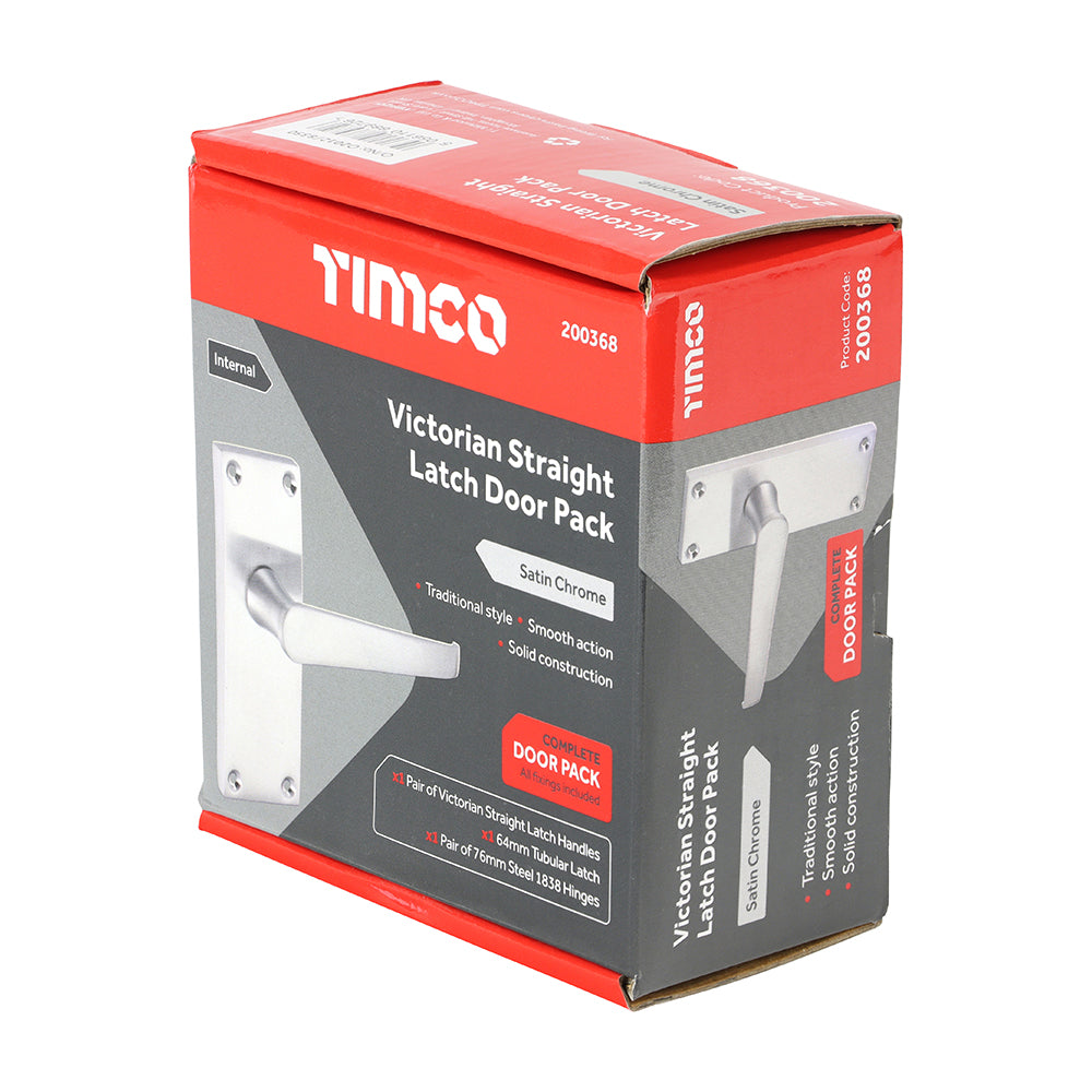 TIMCO Victorian Straight Internal Door Latch Pack - Satin Chrome - Mixed - Image