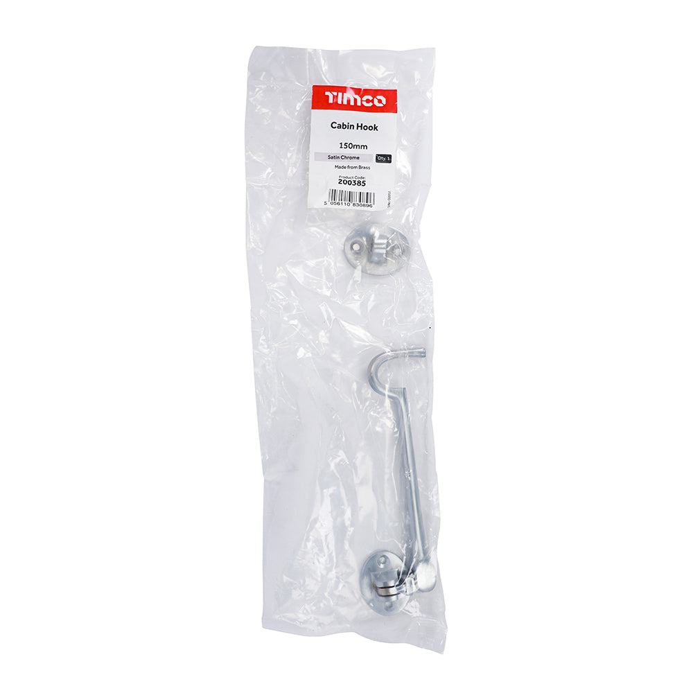 TIMCO Cabin Hook Satin Chrome - 150mm - Image