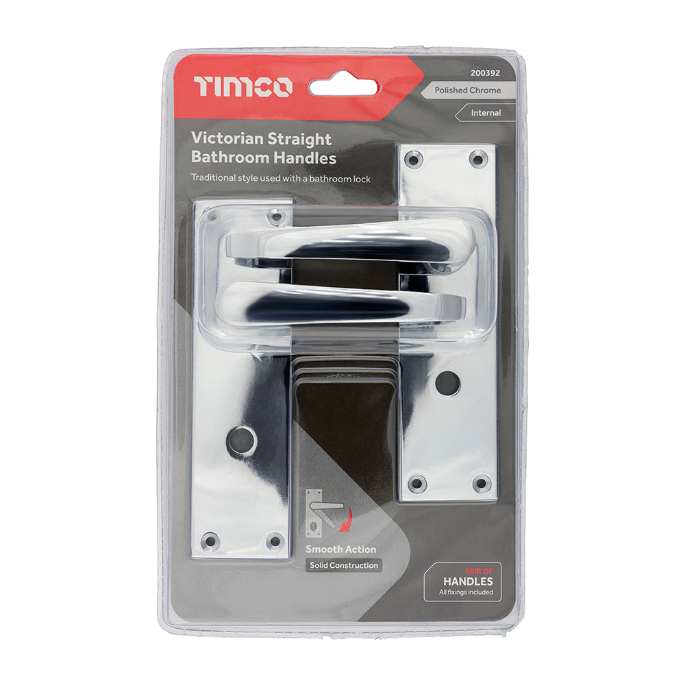 TIMCO Victorian Straight Bathroom Handles - Polished Chrome - 151 x 42mm - Image