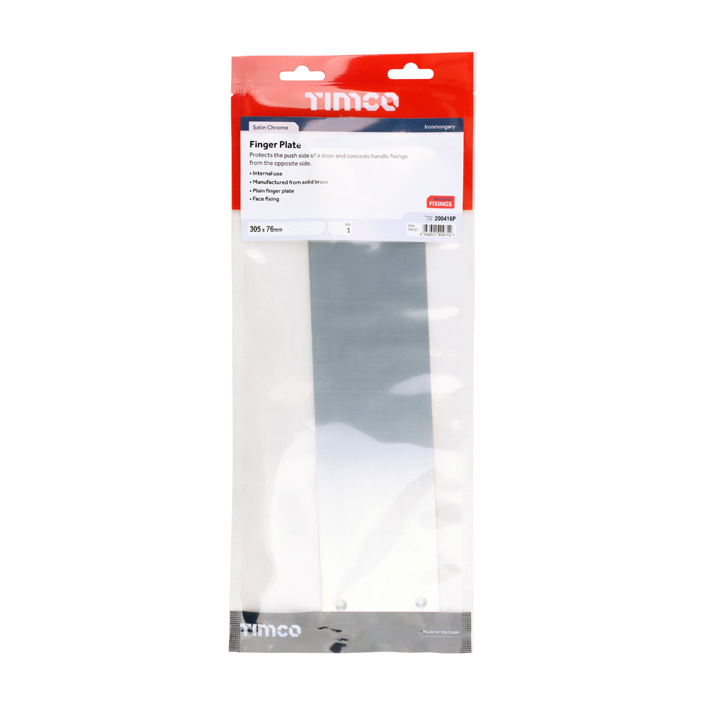 TIMCO Finger Plate - Satin Chrome - 305 x 76mm - Image