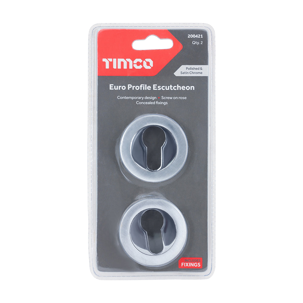 TIMCO Euro Profile Escutcheon - Polished & Satin Chrome - 49mm - Image