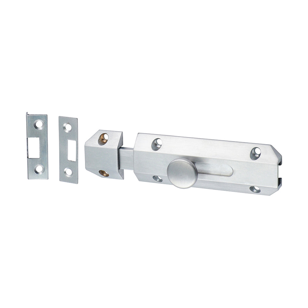TIMCO Architectural Flat Section Bolt Satin Chrome - 100 x 35mm - Image