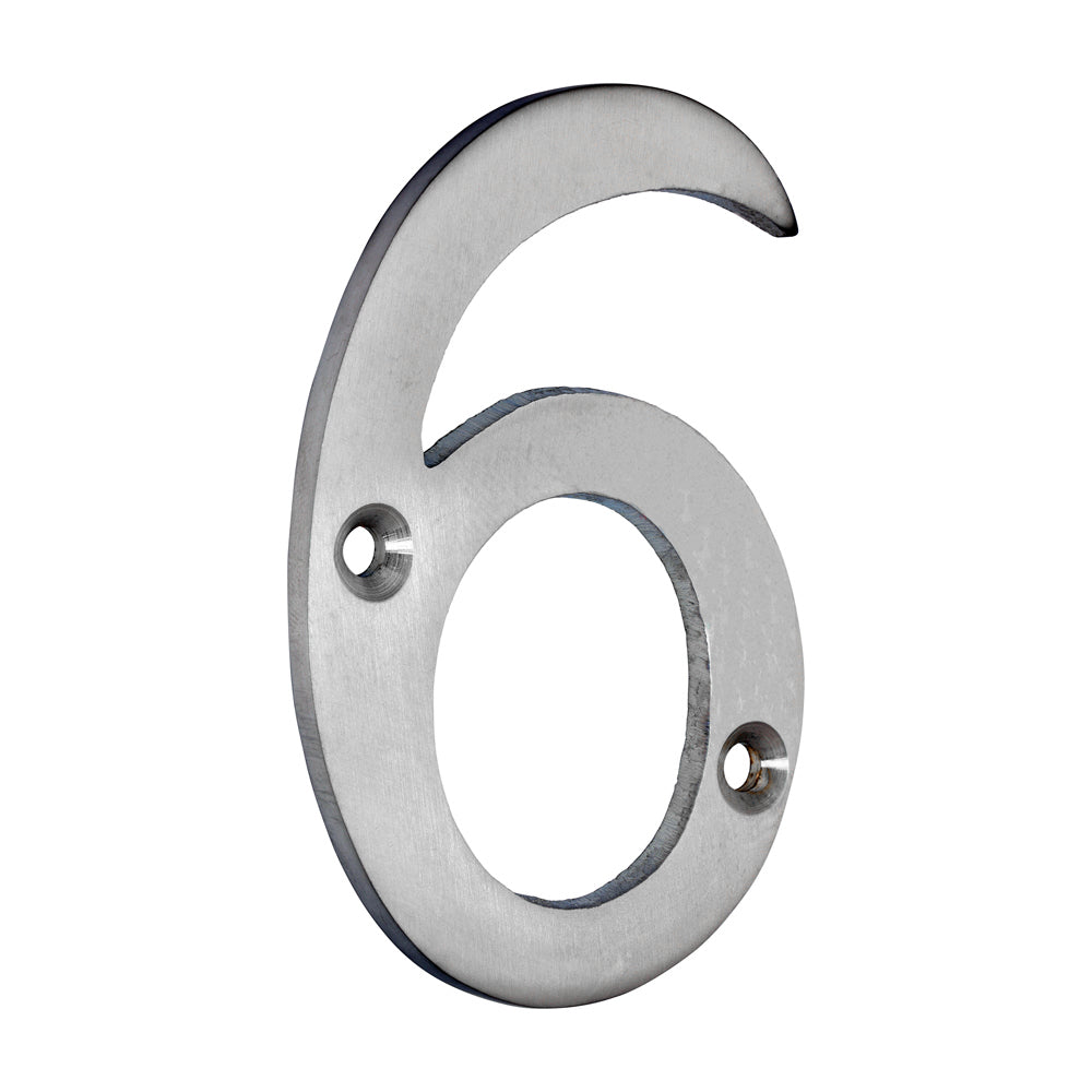 TIMCO Door Numeral 6 - Satin Chrome - 75mm - Image
