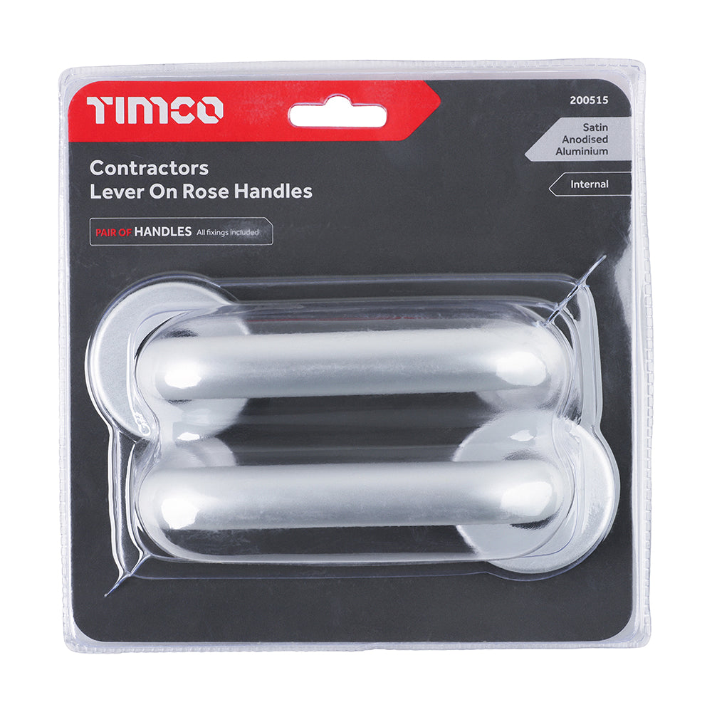 TIMCO Contractors Lever On Rose Handles - Satin Anodised Aluminium - 52mm - Image