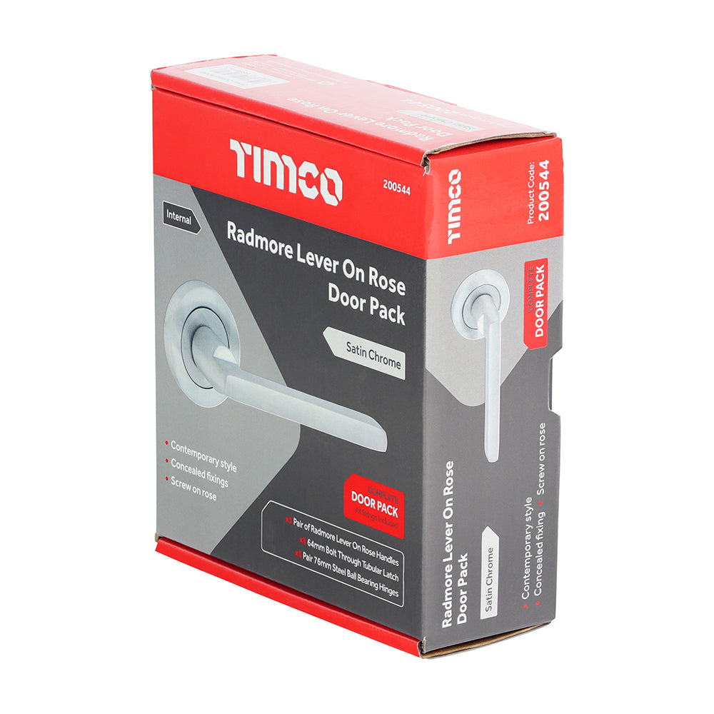 TIMCO Radmore Lever On Rose Internal Door Latch Pack - Satin Chrome - Mixed - Image