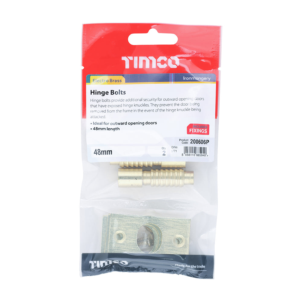 TIMCO Hinge Bolt Electro Brass - 48mm - Image