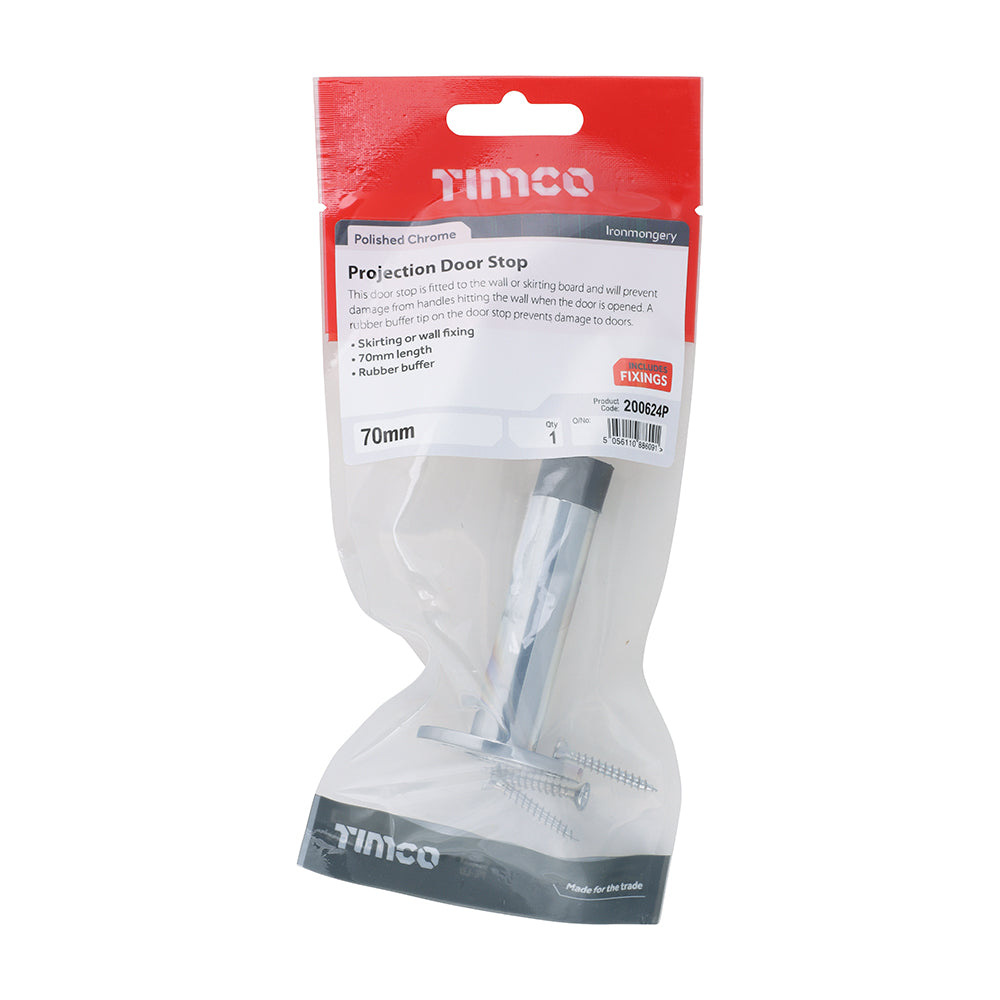 TIMCO Projection Door Stop Polished Chrome - 70mm - Image