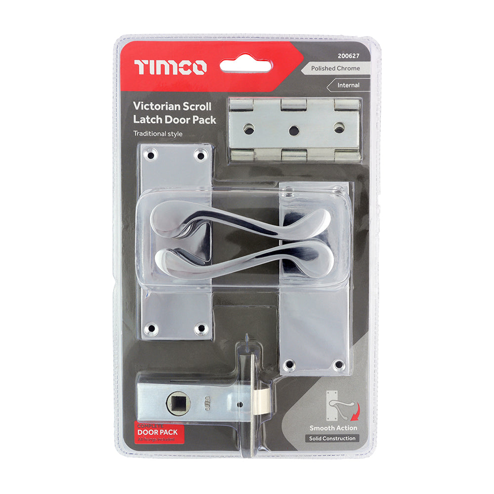 TIMCO Victorian Scroll Latch Door Pack - Polished Chrome - Mixed - Image