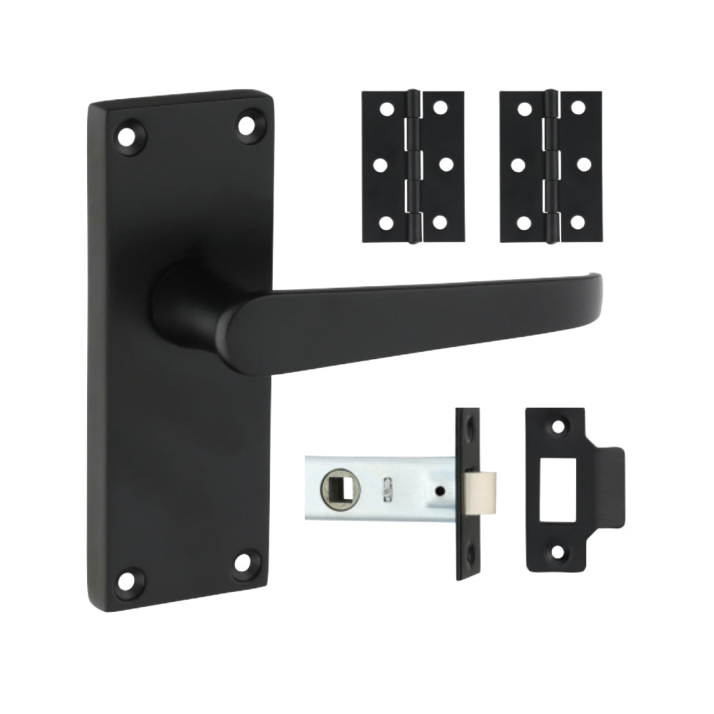 TIMCO Victorian Straight Latch Door Pack - Matt Black - Mixed - Image