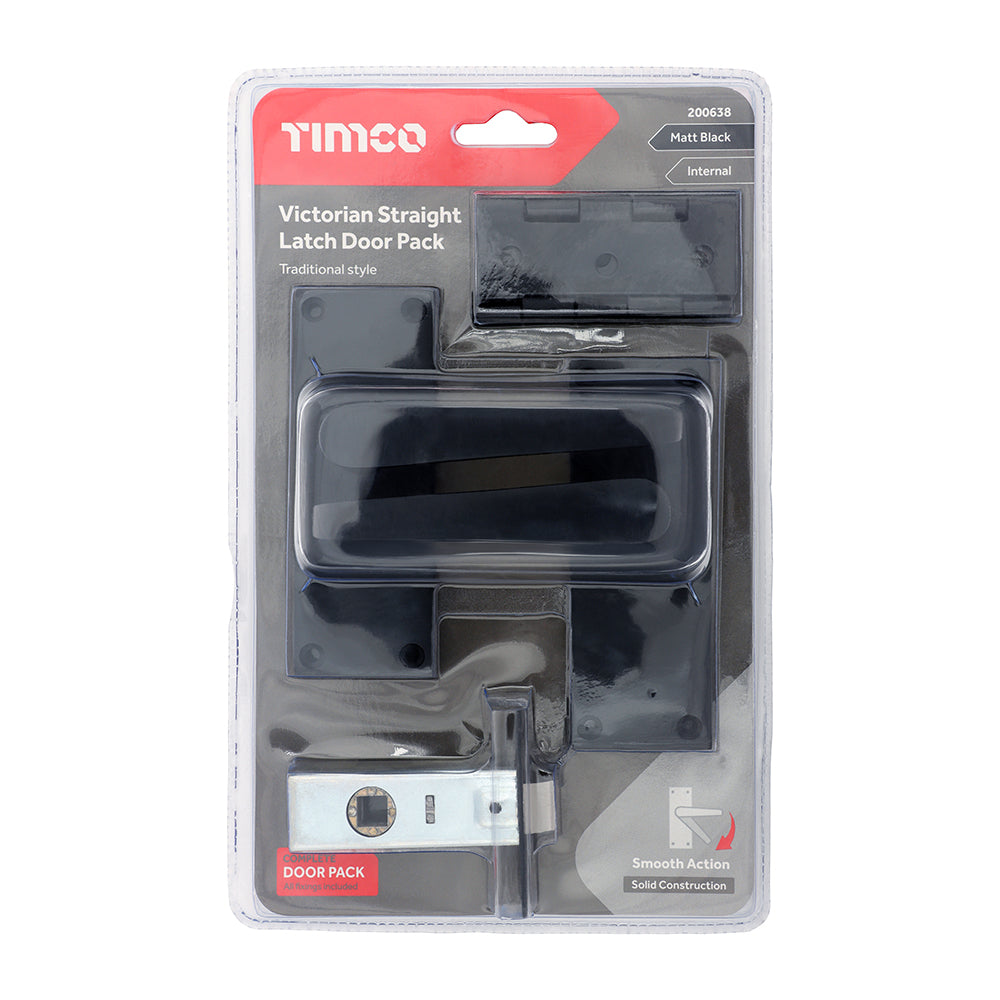 TIMCO Victorian Straight Latch Door Pack - Matt Black - Mixed - Image