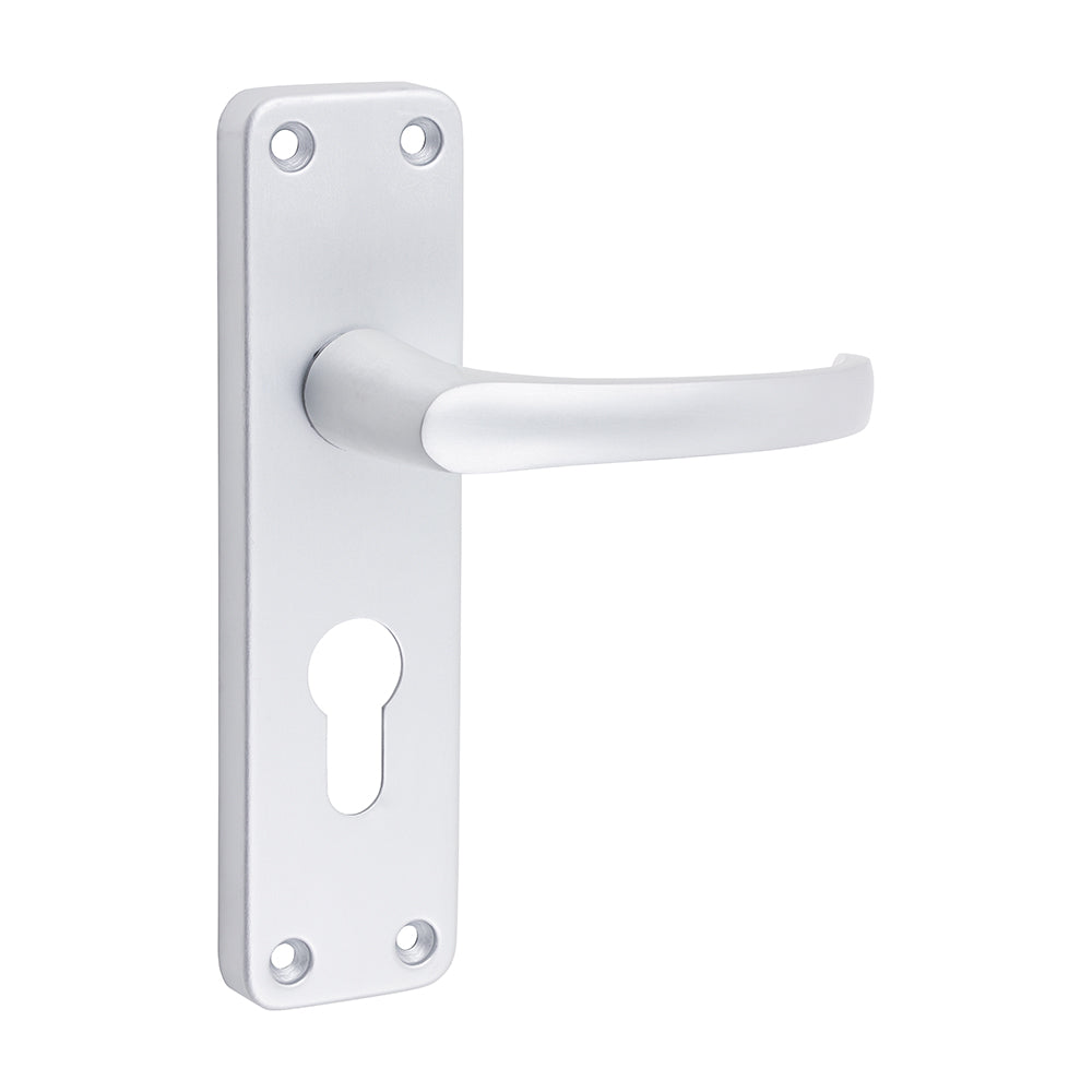 TIMCO Contractors Euro Profile Lever Lock Handles - Satin Anodised Aluminium - 155 x 40 - Image