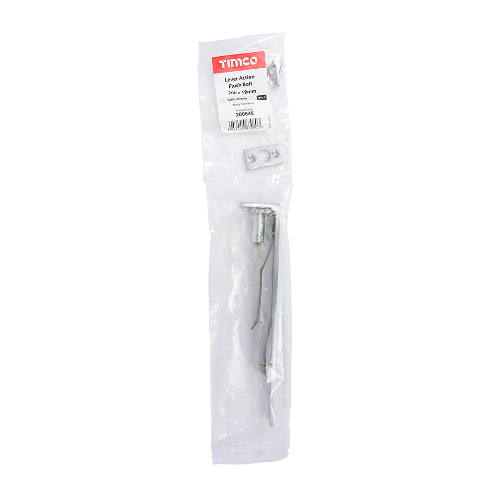 TIMCO Lever Action Flush Bolt Satin Chrome - 200 x 19mm - Image