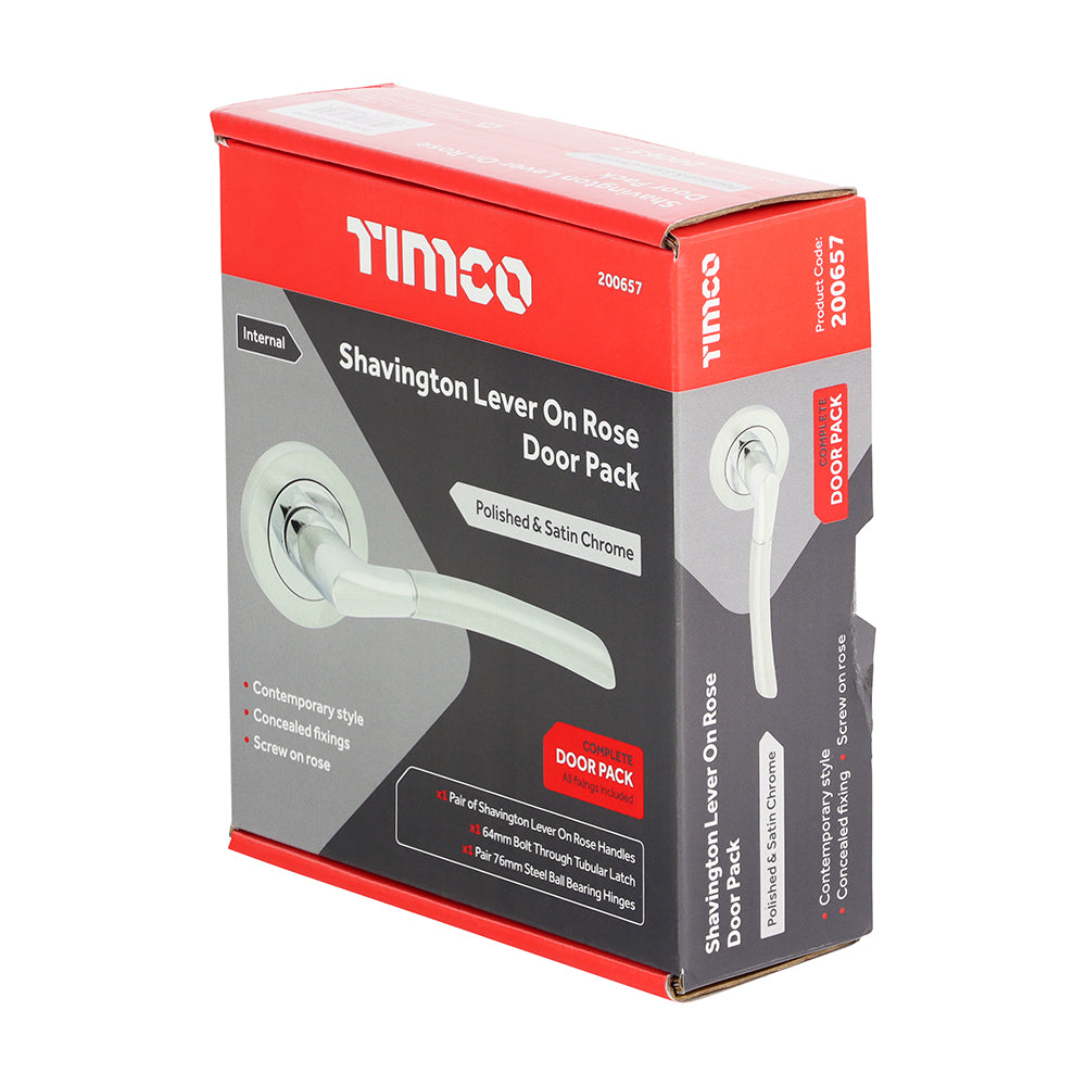 TIMCO Shavington Excellence Lever On Rose Latch Pack - Polished Chrome/Satin Chrome - Mixed - Image