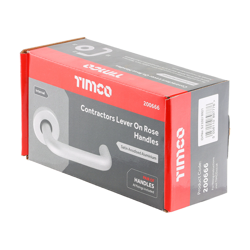 TIMCO Contractors Lever On Rose Set - Satin Anodised Aluminium - 52mm - Image