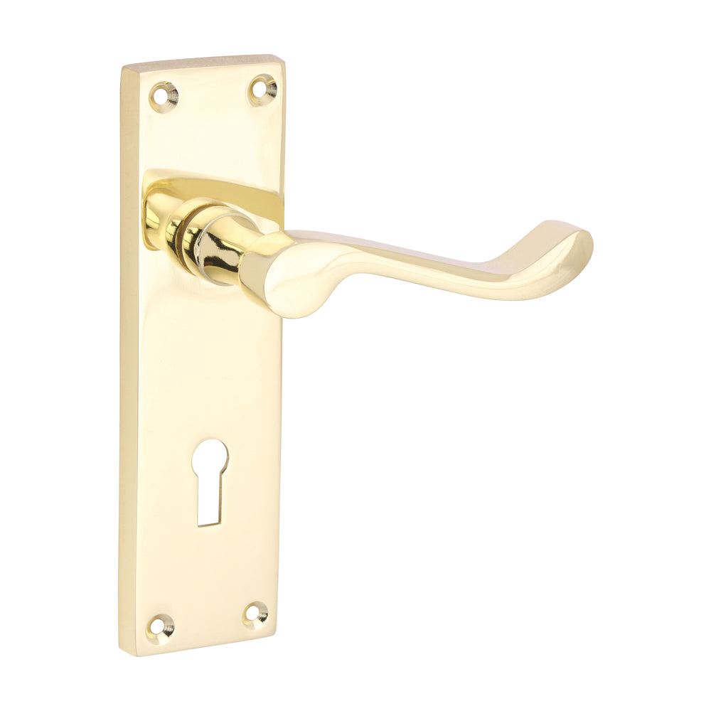 TIMCO Victorian Scroll Lock Handles - Polished Brass - 152 x 42 - Image