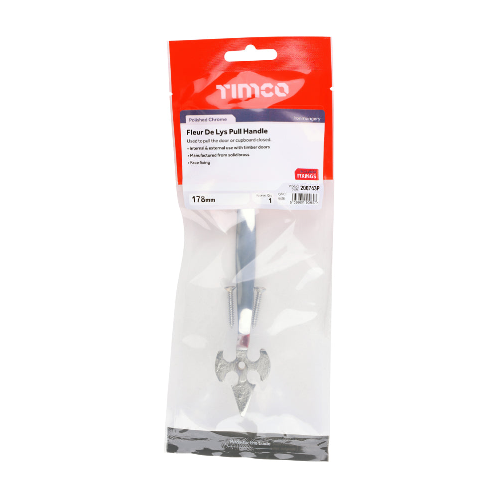TIMCO Fleur De Lys Pull Handle - Polished Chrome - 178mm - Image