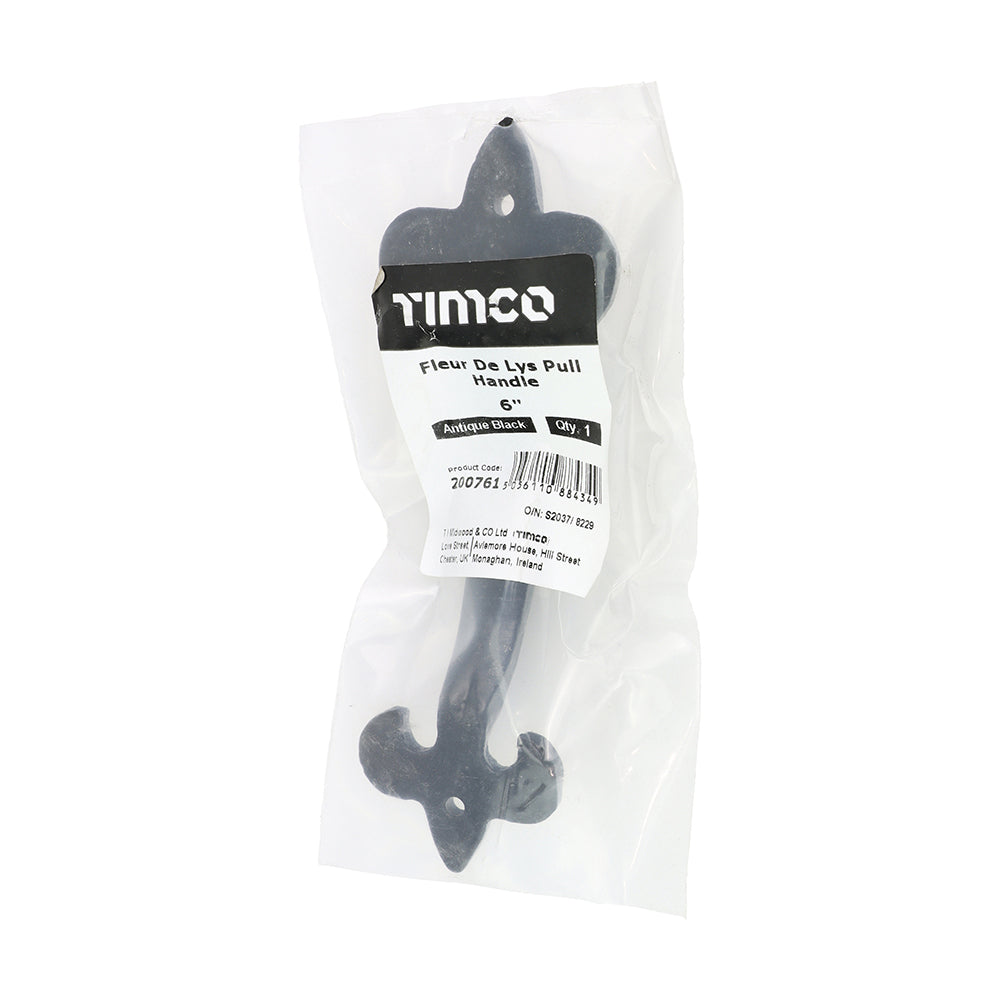 TIMCO Fleur De Lys Pull Handle - Antique Black - 6" - Image