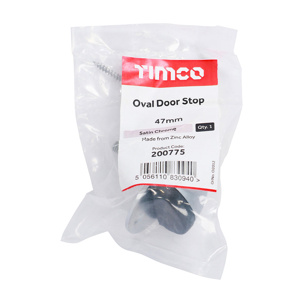 TIMCO Oval Door Stop Satin Chrome - 47mm - Image