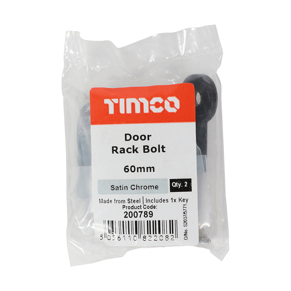 TIMCO Door Rack Bolts Satin Chrome - 60mm - Image
