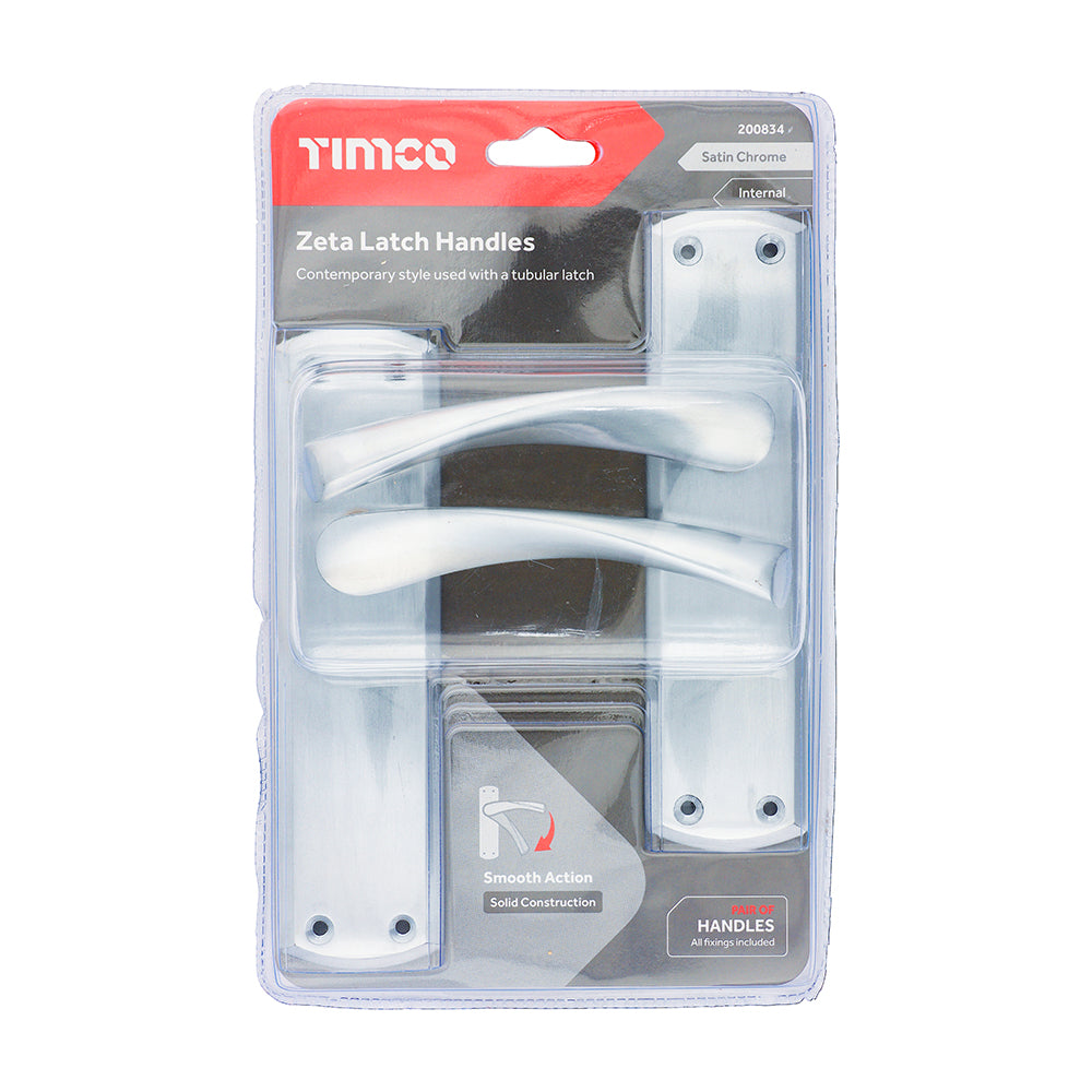 TIMCO Zeta Latch Handles - Satin Chrome - 175 x 45mm - Image