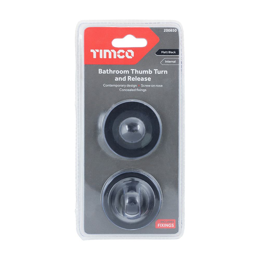 TIMCO Bathroom Thumb Turn And Release - Matt Black - 49mm - Image