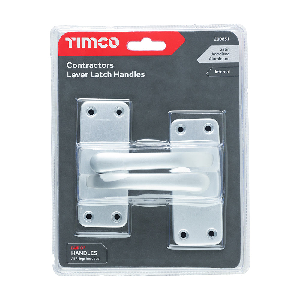 TIMCO Contractors Lever Latch Handles - Satin Anodised Aluminium - 103 x 40 - Image
