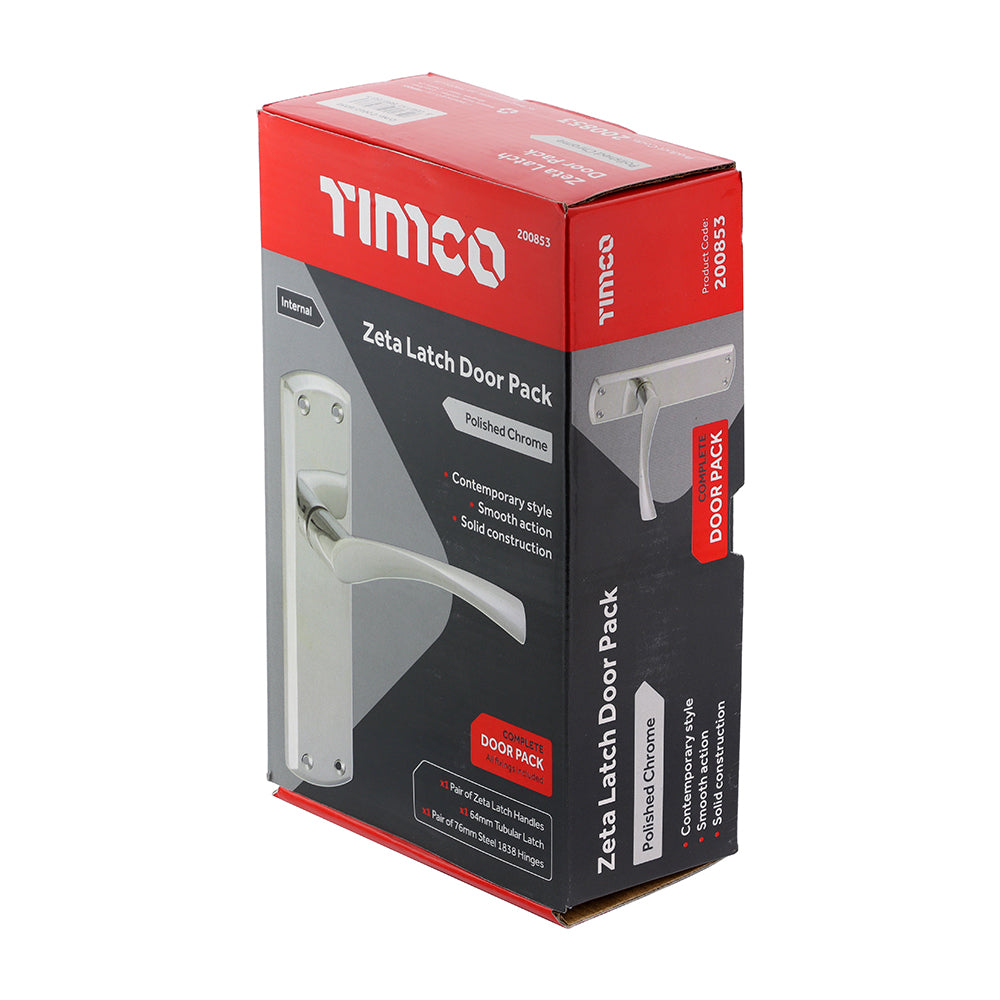 TIMCO Zeta Lever Internal Door Latch Pack - Polished Chrome - Mixed - Image