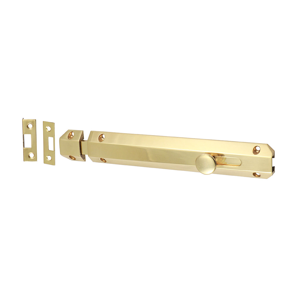 TIMCO Architectural Flat Section Bolt Polished Brass - 210 x 35mm - Image