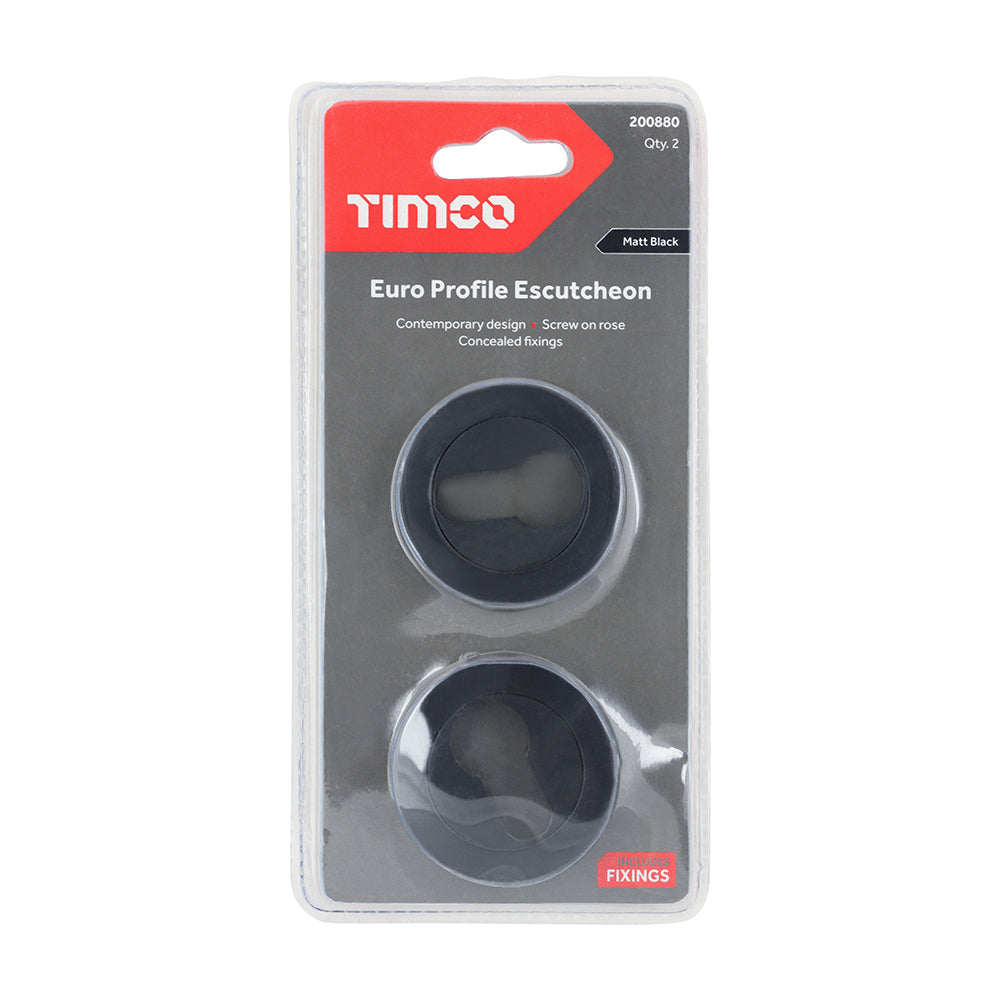 TIMCO Euro Profile Escutcheon - Matt Black - 49mm - Image