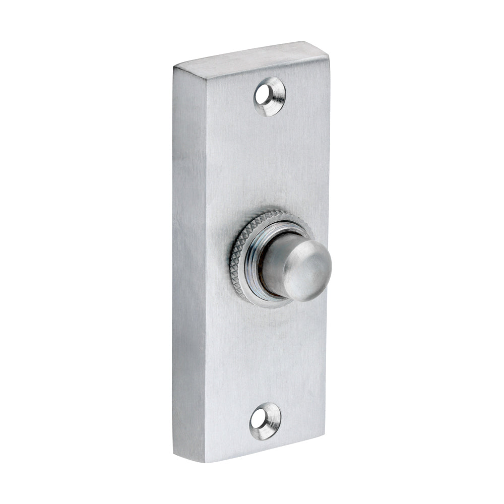 TIMCO Traditional Door Bell Push - Satin Chrome - 80 x 31mm - Image