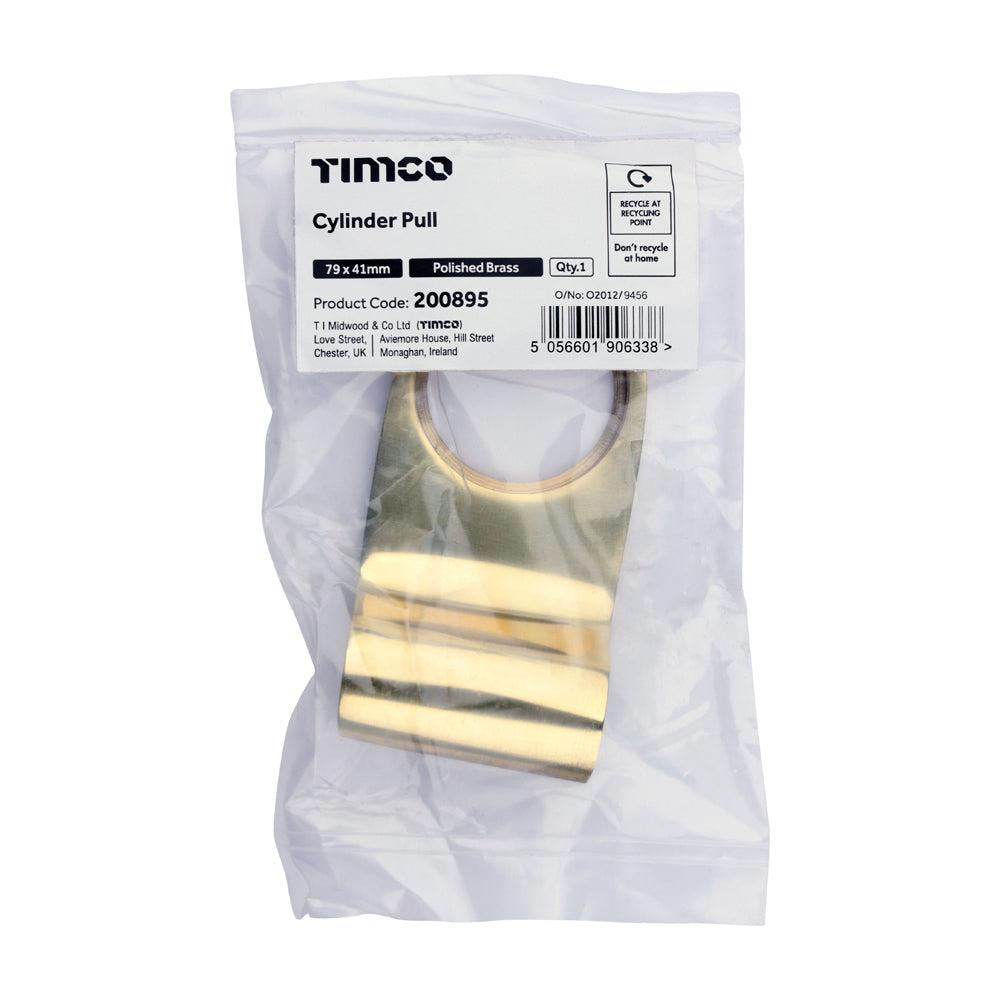 TIMCO Cylinder Pull - Polished Brass - 79 x 41mm - Image