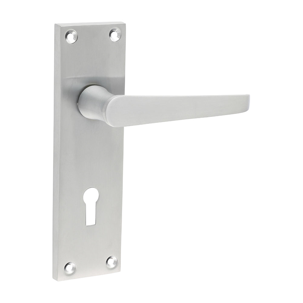 TIMCO Victorian Straight Lock Handles - Satin Chrome - 151 x 42mm - Image