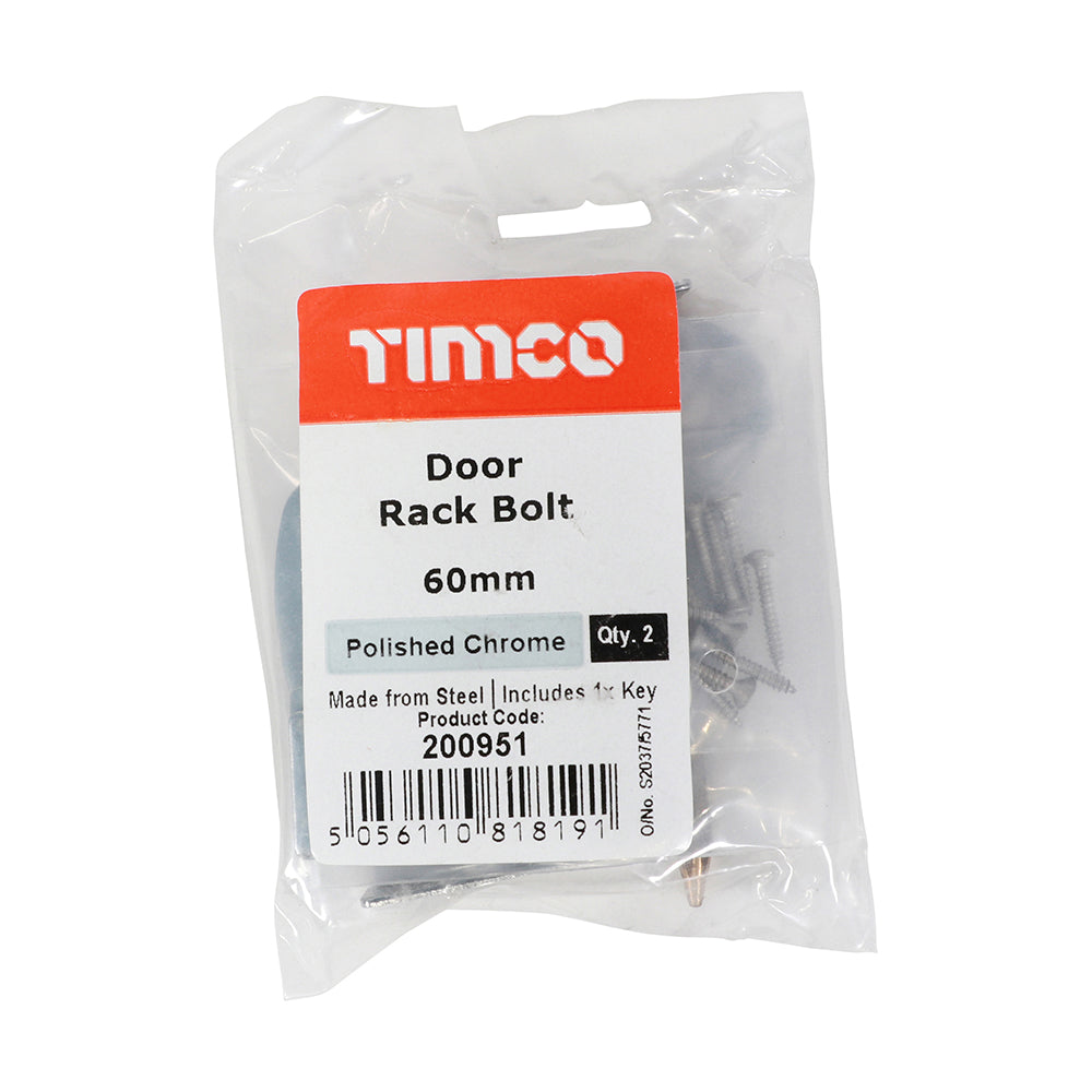 TIMCO Door Rack Bolts Polished Chrome - 60mm - Image