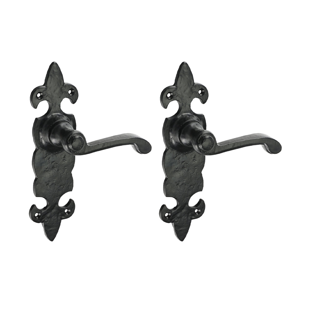 TIMCO Fleur De Lys Ornate Lever Latch Handles - Antique Black - 195 x 55 - Image