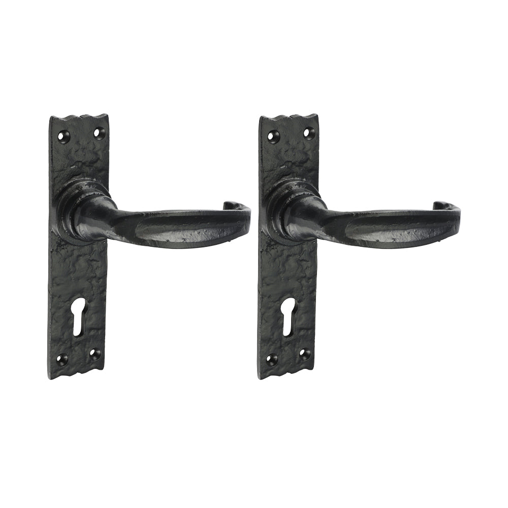 TIMCO Narrow Style Lever Lock Handles - Antique Black - 155 x 37 - Image