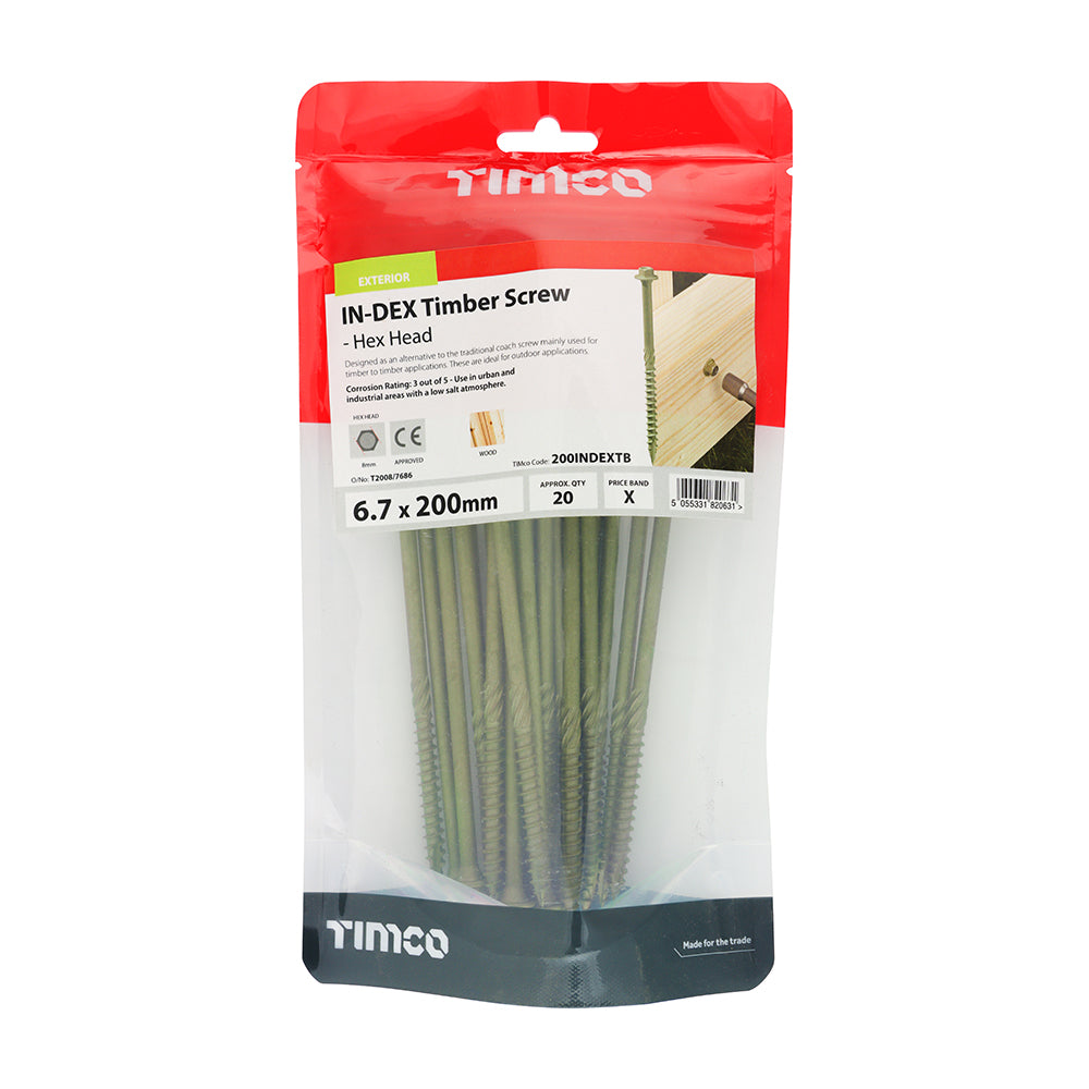 TIMCO Timber Screws Hex Flange Head Exterior Green - 6.7 x 200 - Image