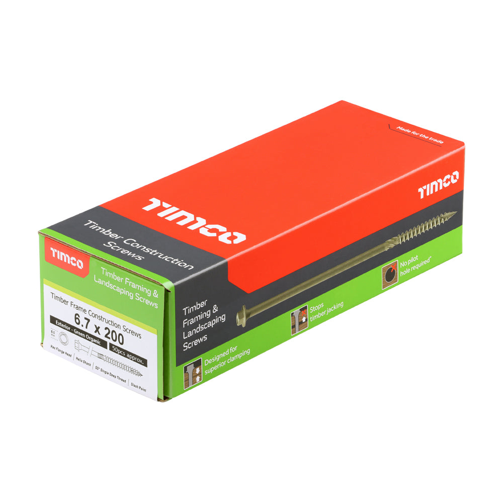 TIMCO Timber Screws Hex Flange Head Exterior Green - 6.7 x 200 - Image