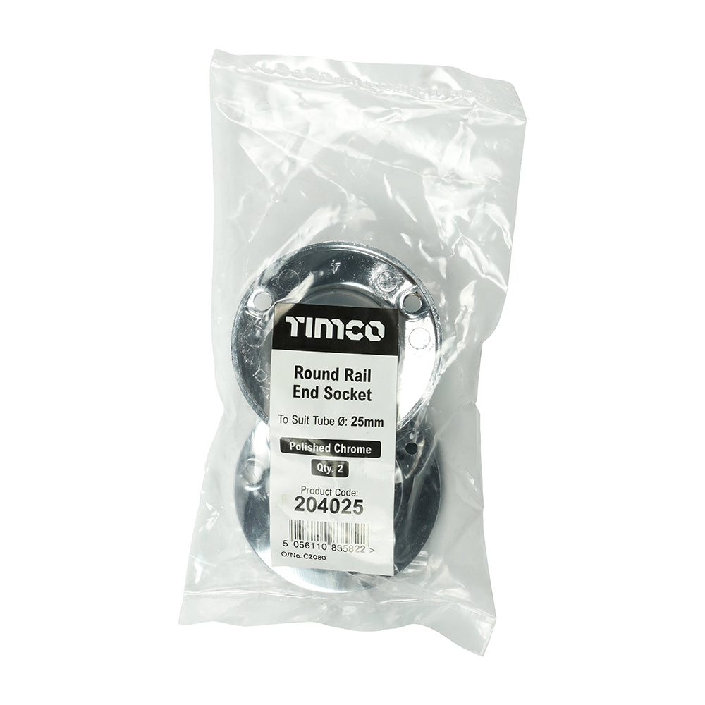TIMCO End Socket For Round Tube Polished Chrome - 25mm - Image