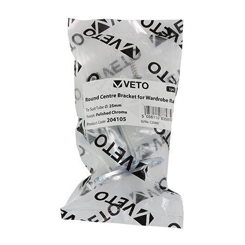 TIMCO Centre Bracket For Round Tube Polished Chrome - 25mm - Image