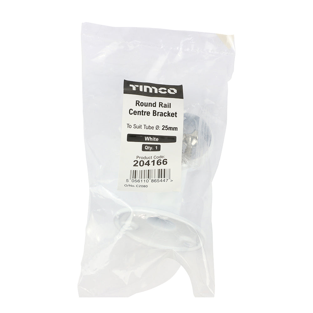 TIMCO Centre Bracket For Round Tube White - 25mm - Image