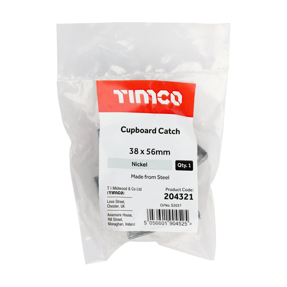 TIMCO Cupboard Catch - Nickel - 38 x 56mm - Image