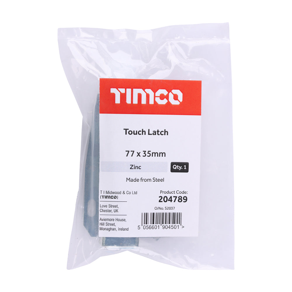 TIMCO Touch Latch - Zinc - 77 x 35mm - Image