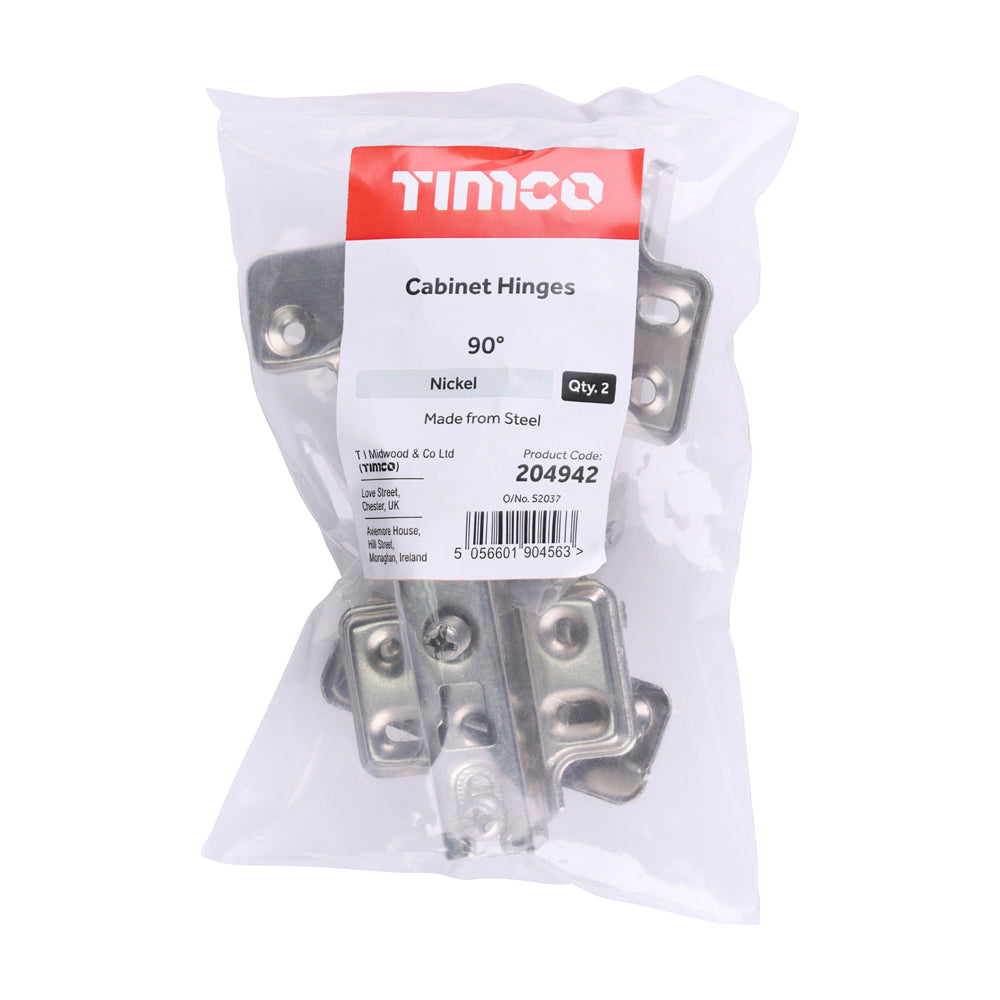 TIMCO Cabinet Hinges - Nickel - 90 Degree - Image